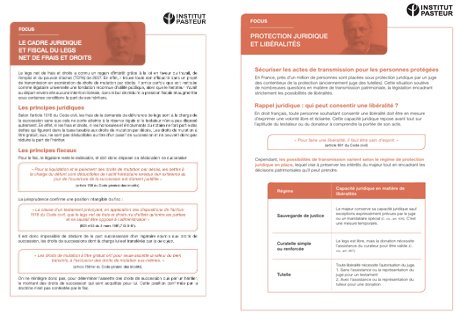 Lettre d'information et fiche Focus - Legs et libéralités - Institut Pasteur